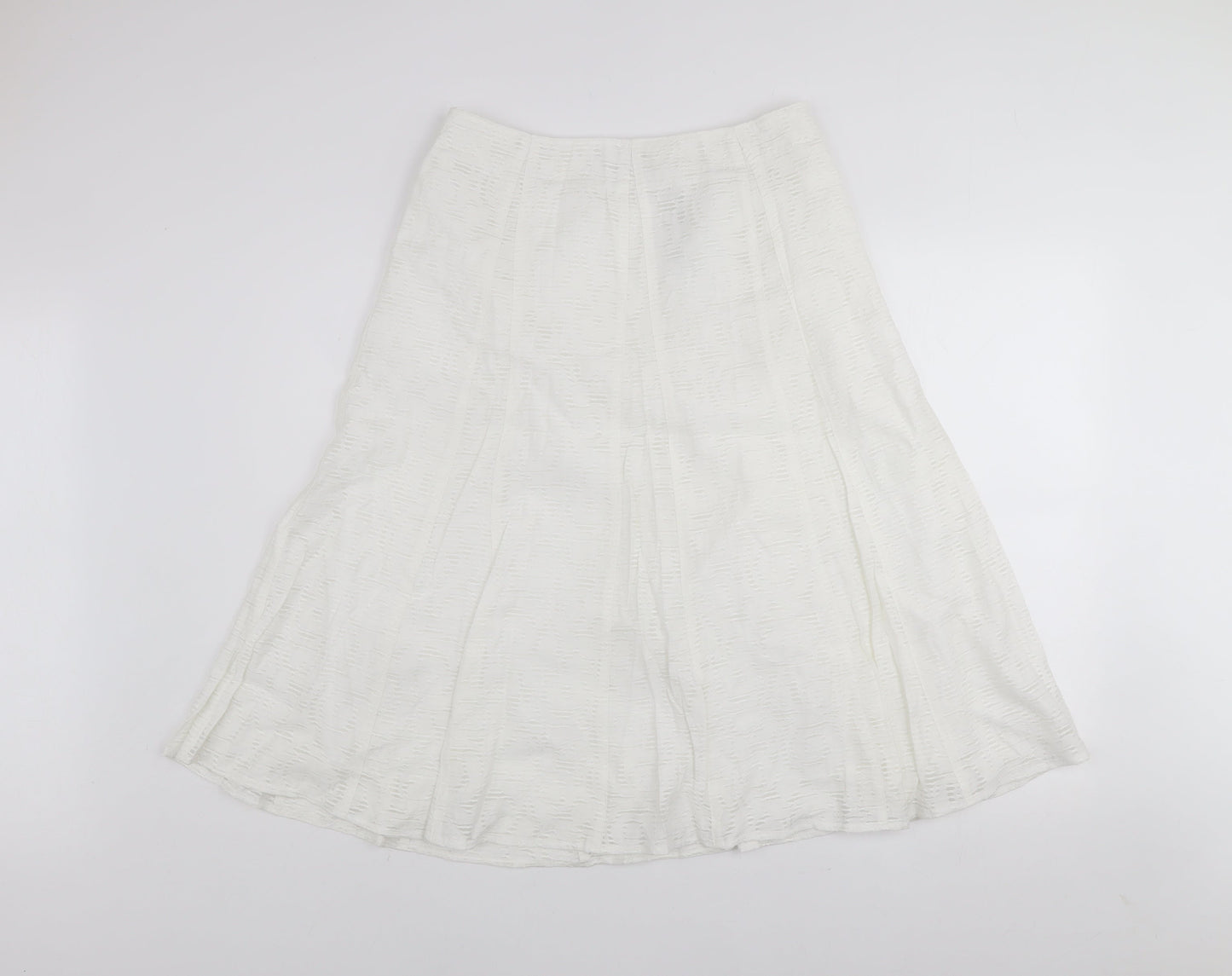 Marks and Spencer Women White A-Line Knee Length Skirt Size 12
