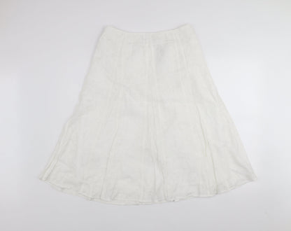 Marks and Spencer Women White A-Line Knee Length Skirt Size 12