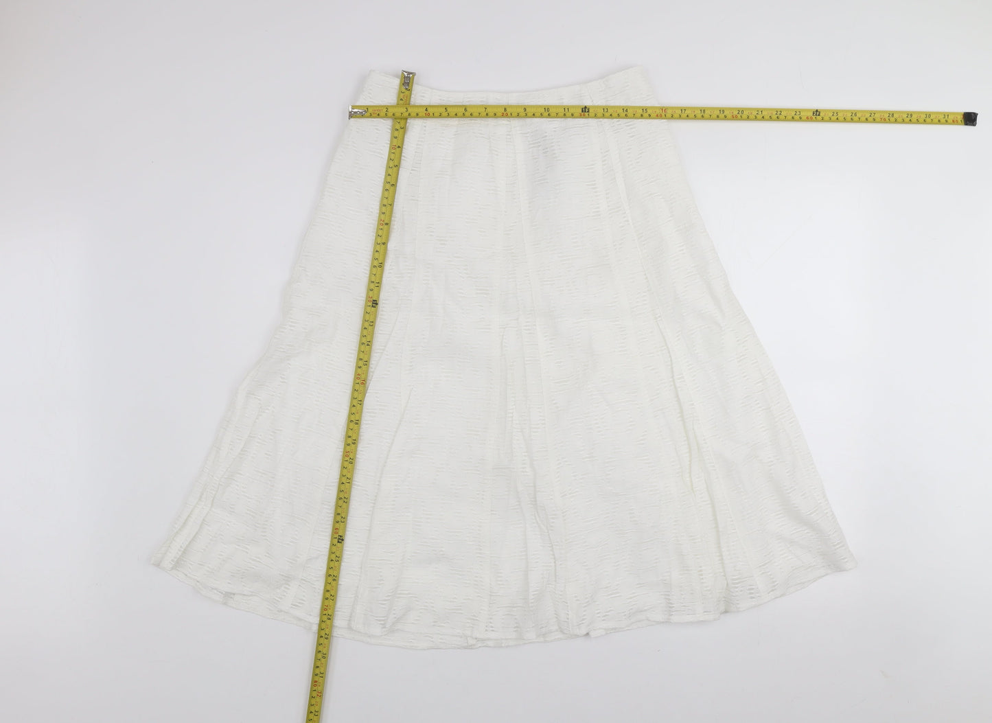 Marks and Spencer Women White A-Line Knee Length Skirt Size 12