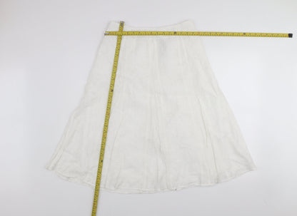 Marks and Spencer Women White A-Line Knee Length Skirt Size 12