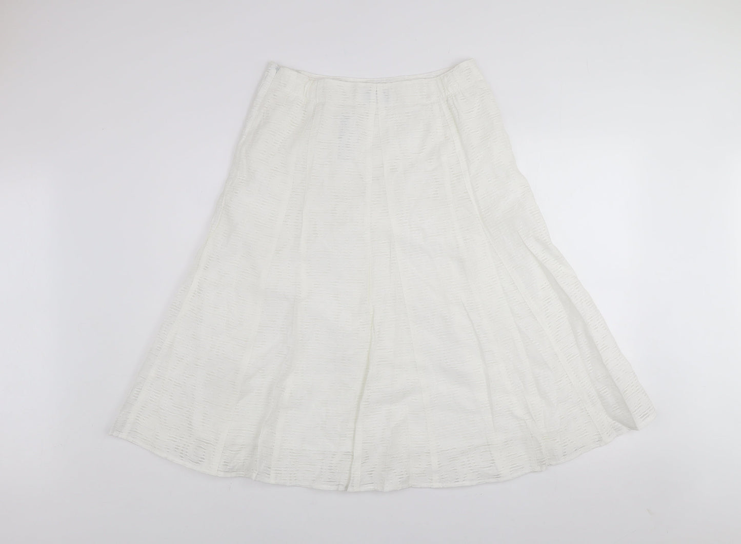 Marks and Spencer Women White A-Line Knee Length Skirt Size 12