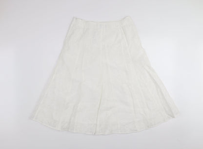 Marks and Spencer Women White A-Line Knee Length Skirt Size 12