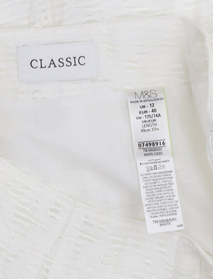 Marks and Spencer Women White A-Line Knee Length Skirt Size 12