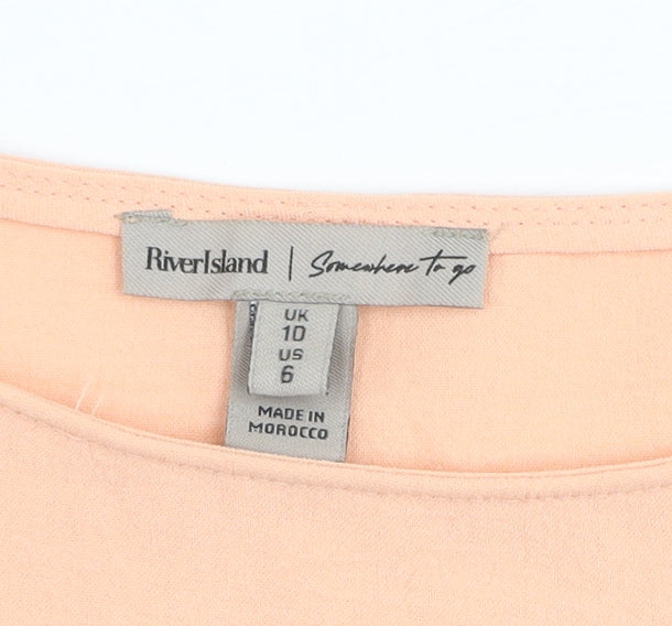 Womens UK Size 10 River Island Orange Basic T-Shirt