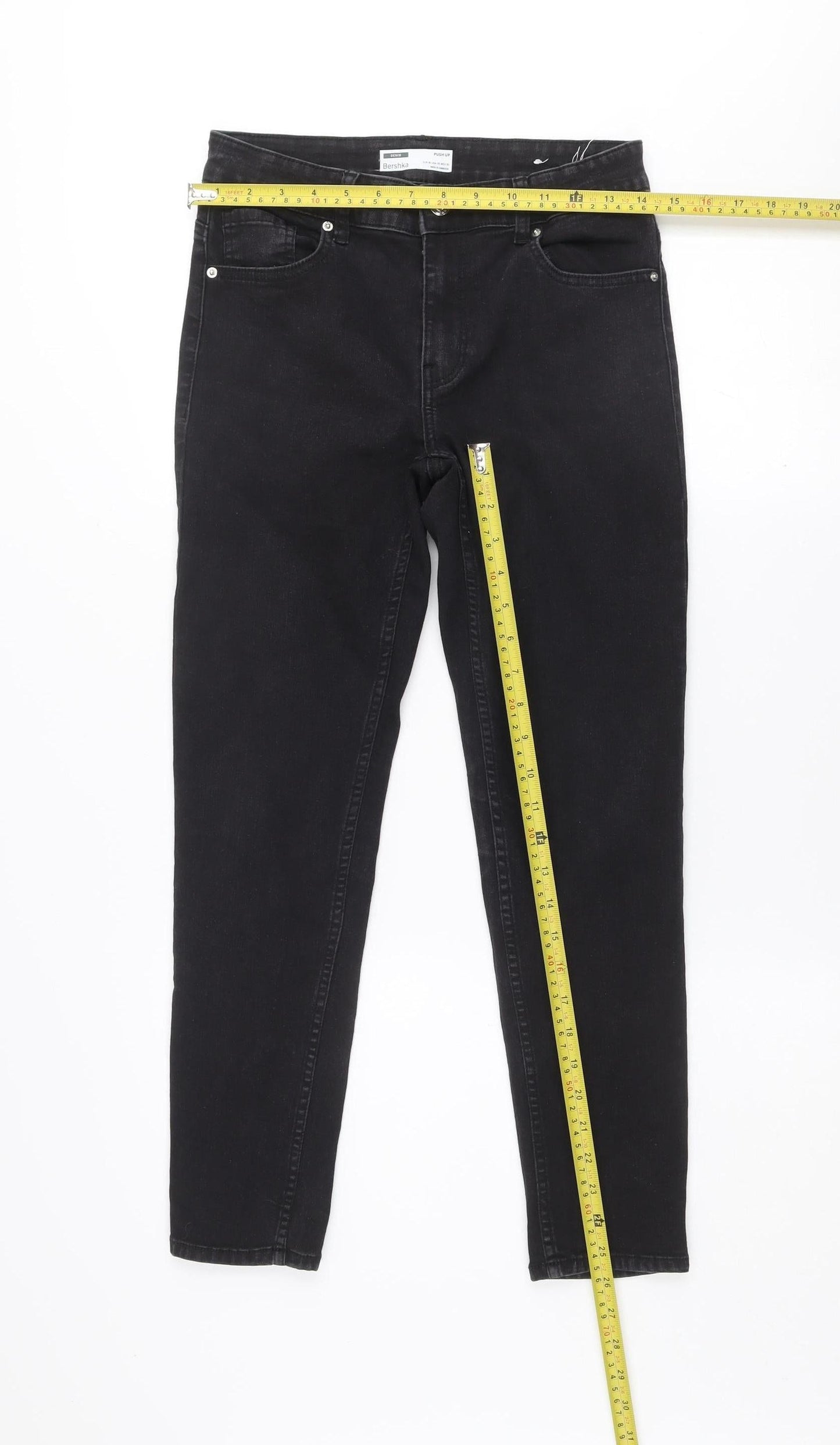 Bershka Women's Black High Rise Skinny Push Up Jeans Size 12