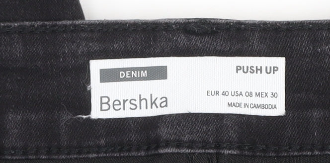 Bershka Women's Black High Rise Skinny Push Up Jeans Size 12