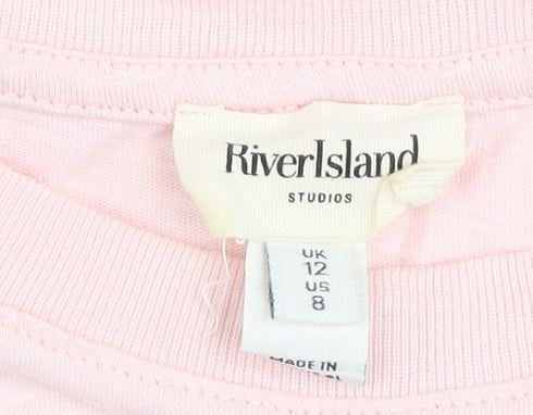 Womens UK Size 12 River Island Pink Basic T-Shirt