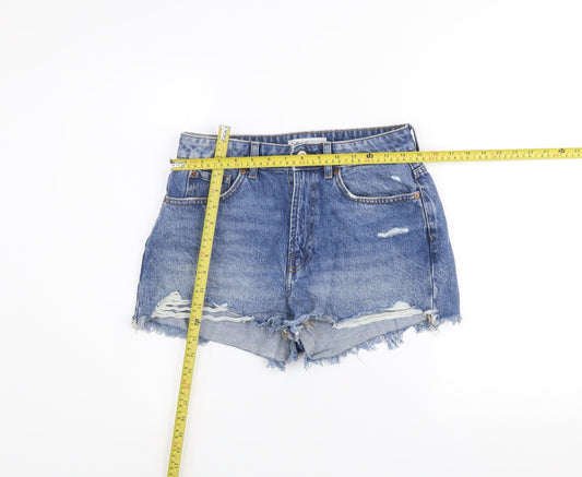 Primark Women’s Blue Denim Cut-Off Shorts Size 8 High Rise
