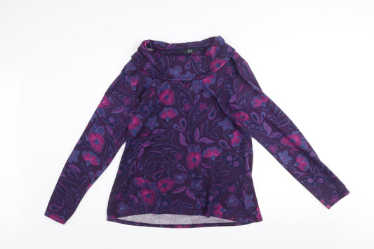 Isle Collection Women’s Purple Floral Cowl Neck Jumper Size 14