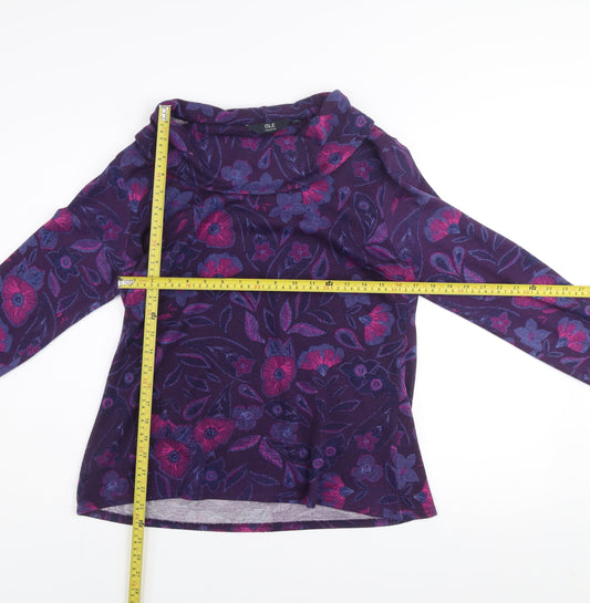 Isle Collection Women’s Purple Floral Cowl Neck Jumper Size 14