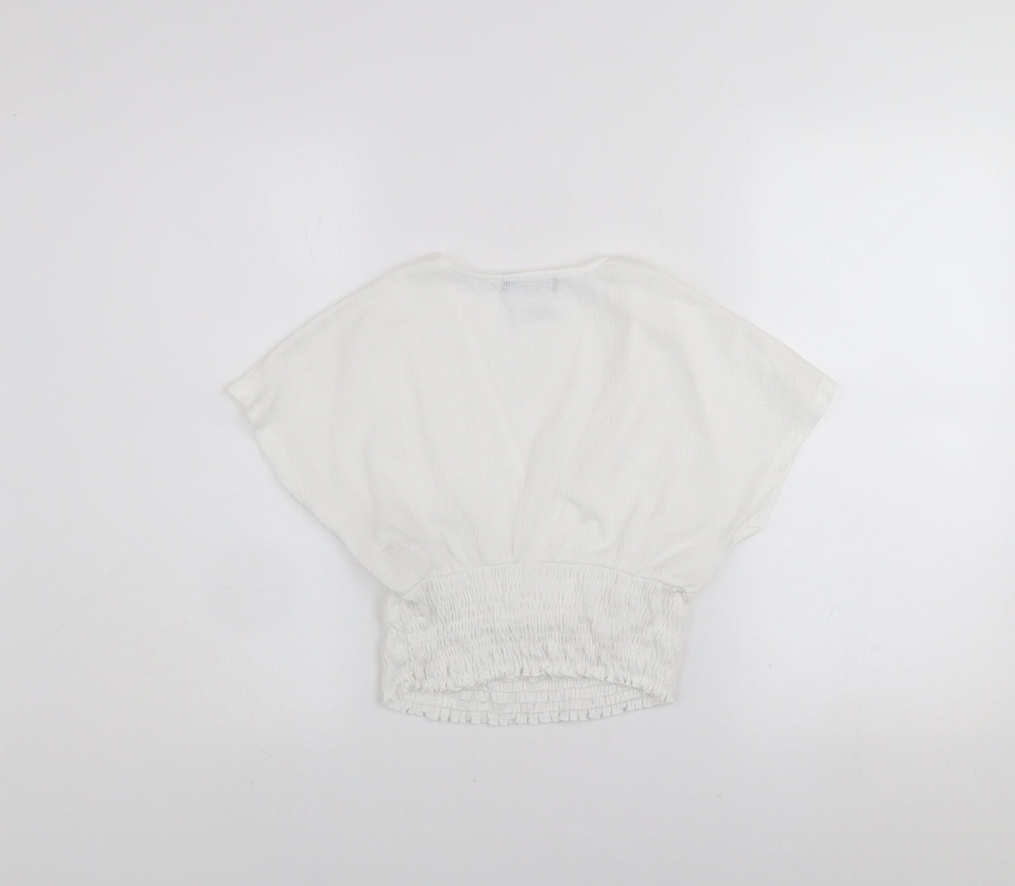 Womens UK Size XS Bershka White Cropped Blouse