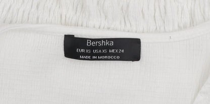 Womens UK Size XS Bershka White Cropped Blouse