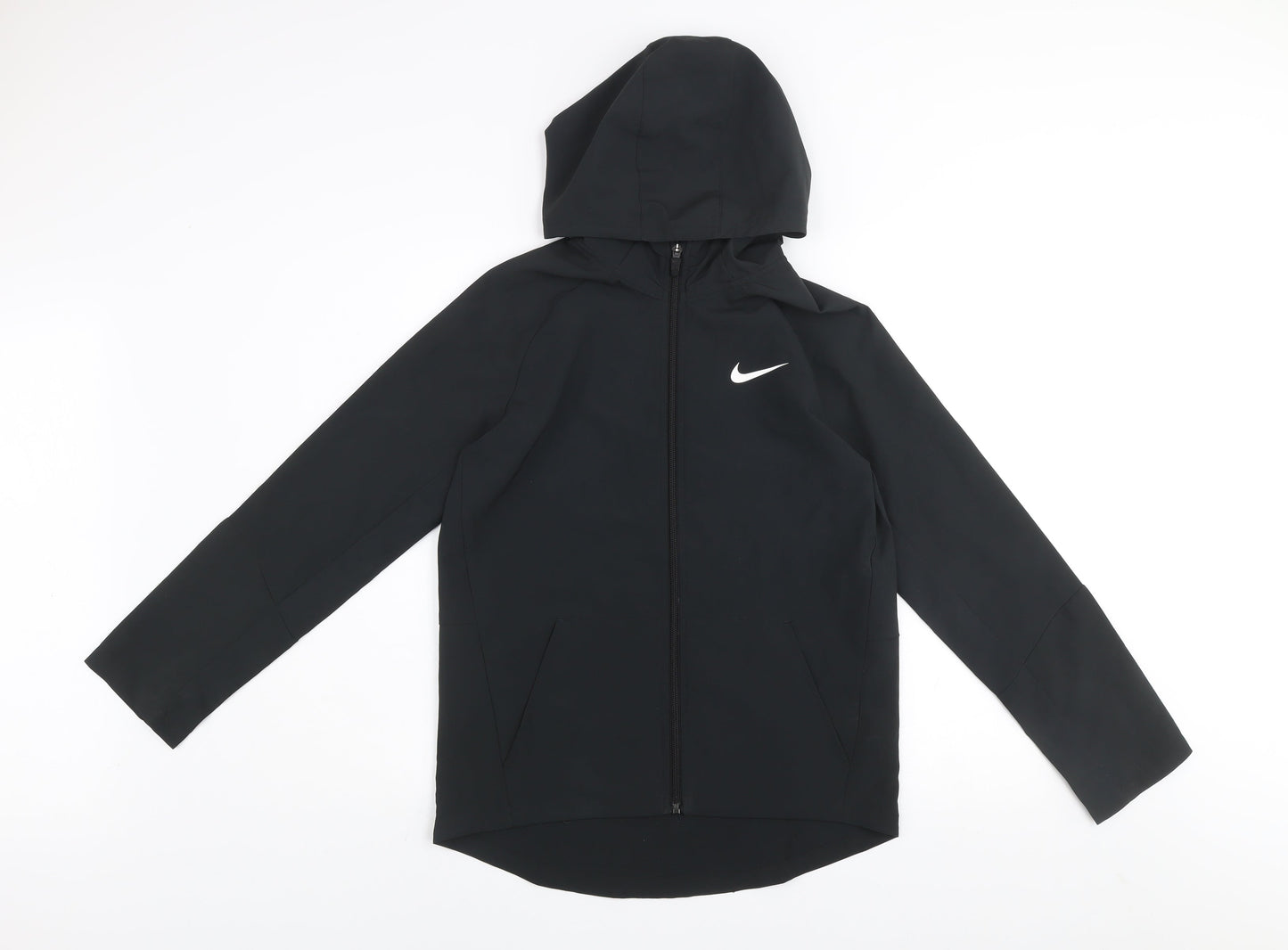 Nike Teens Black Dri-Fit Windbreaker Hooded Jacket Size 14