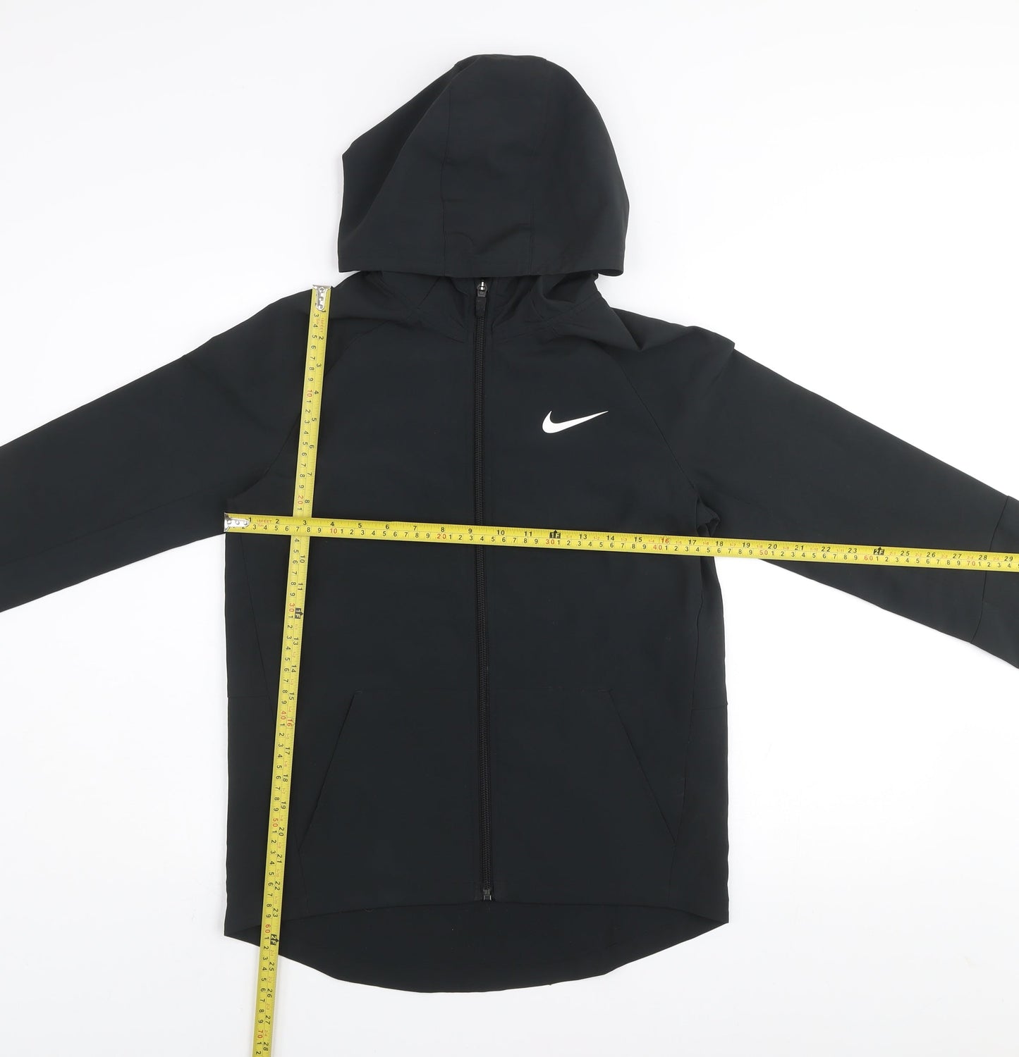 Nike Teens Black Dri-Fit Windbreaker Hooded Jacket Size 14