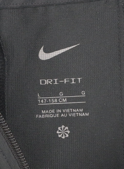 Nike Teens Black Dri-Fit Windbreaker Hooded Jacket Size 14