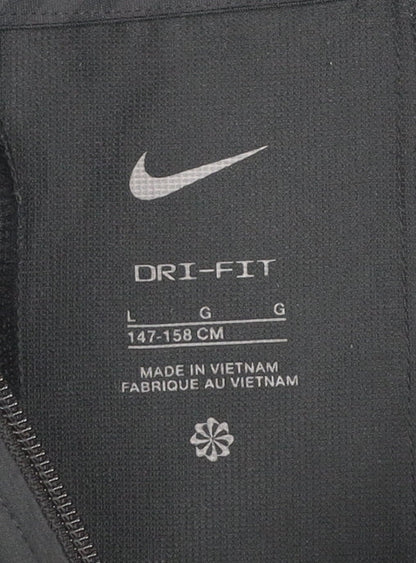 Nike Teens Black Dri-Fit Windbreaker Hooded Jacket Size 14