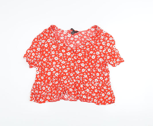 Womens UK Size 16 New Look Red Cropped Blouse