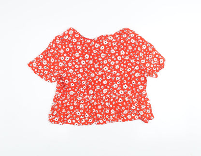 Womens UK Size 16 New Look Red Cropped Blouse