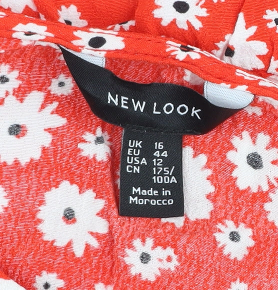 Womens UK Size 16 New Look Red Cropped Blouse