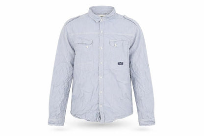 Diesel Men's Blue Stripe Button-Up Long Sleeve Cotton Shirt Size M
