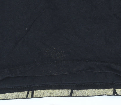 Womens UK Size XL US SQUARE Black Basic T-Shirt
