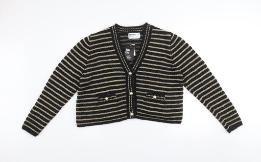 Rita Ora x Primark Womens Black Gold Striped Cardigan XL Knit Jumper