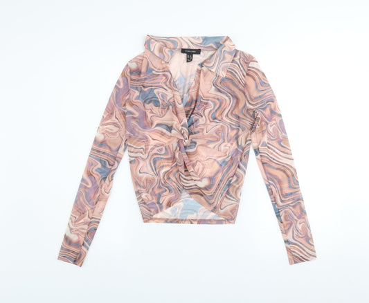 Womens UK Size 10 New Look Multicoloured Wrap Blouse
