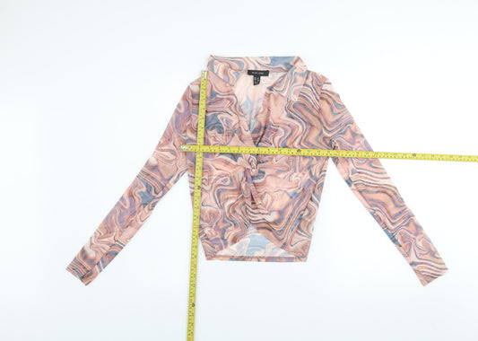 Womens UK Size 10 New Look Multicoloured Wrap Blouse