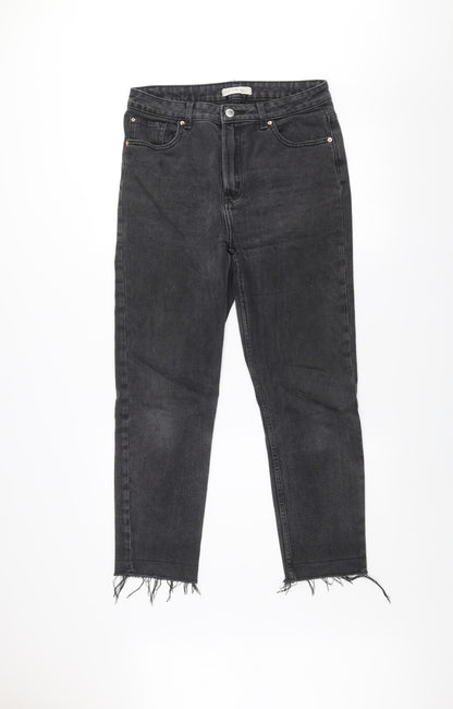 Denim Co. Women's Black Skinny Stretch Jeans Size 14 Mid Rise Frayed Hem