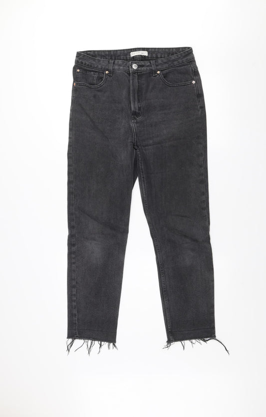 Denim Co. Women's Black Skinny Stretch Jeans Size 14 Mid Rise Frayed Hem