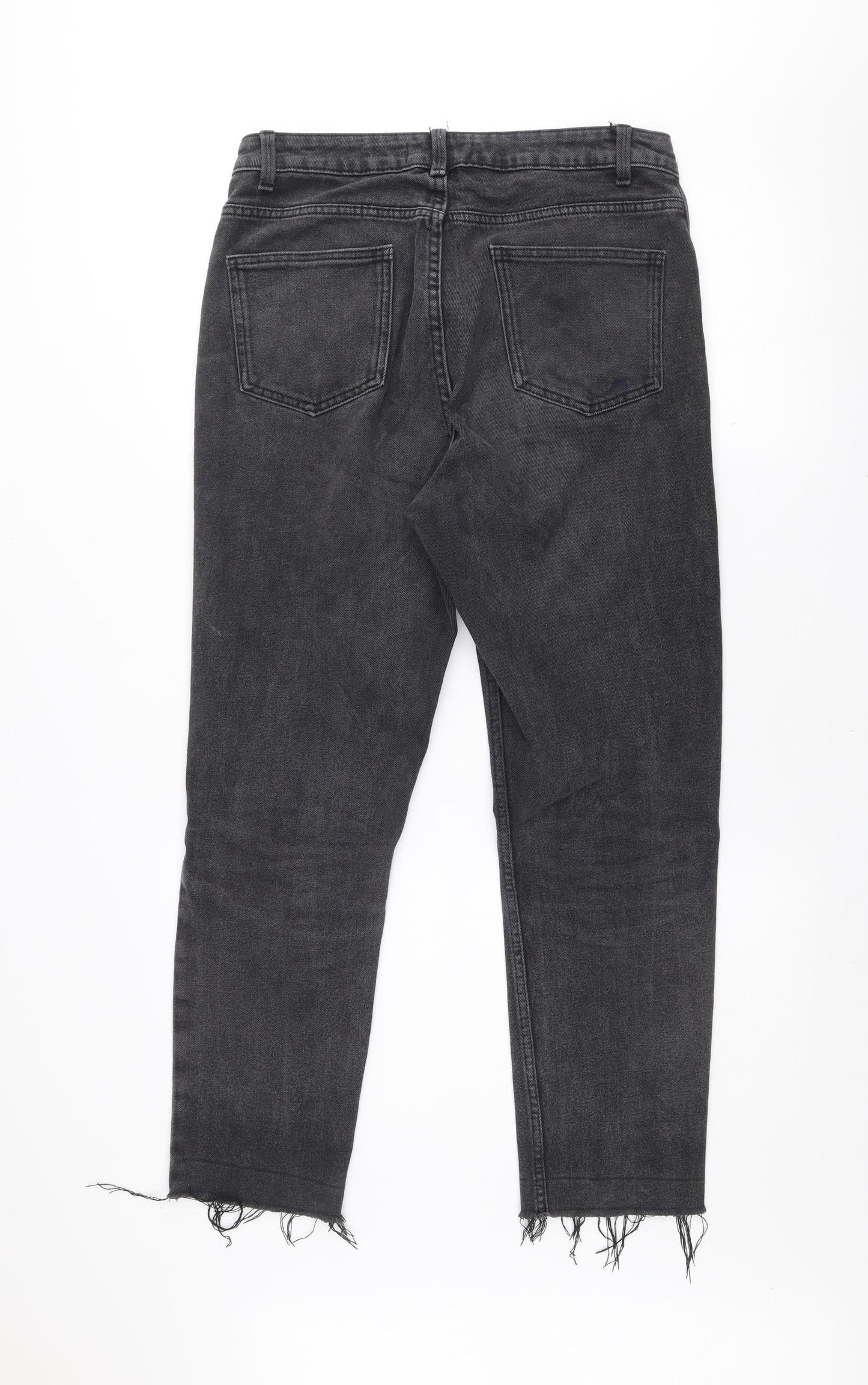 Denim Co. Women's Black Skinny Stretch Jeans Size 14 Mid Rise Frayed Hem