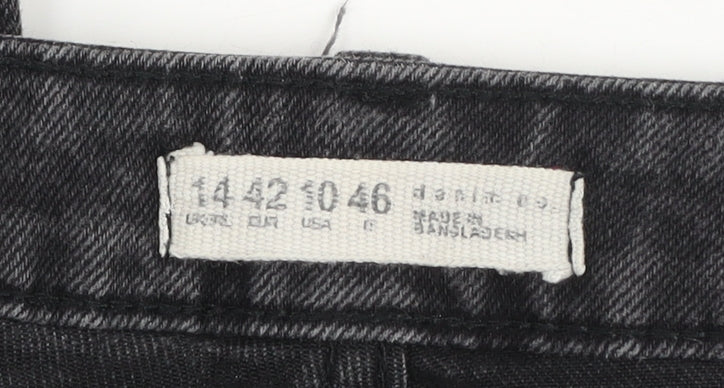 Denim Co. Women's Black Skinny Stretch Jeans Size 14 Mid Rise Frayed Hem