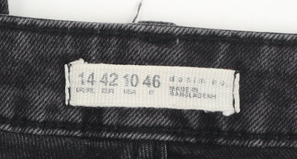 Denim Co. Women's Black Skinny Stretch Jeans Size 14 Mid Rise Frayed Hem