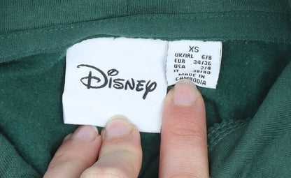 Womens UK Size XS Disney Green Pullover Hoodie