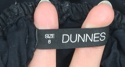 Dunnes Women Black Size 8 Off Shoulder Ruffle Midi Cotton Dress