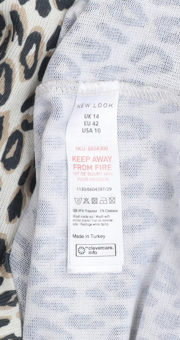 Womens UK Size 14 New Look Beige Basic T-Shirt