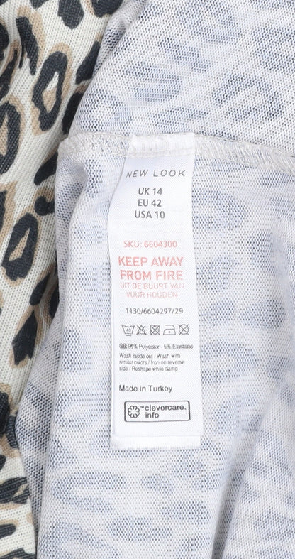 Womens UK Size 14 New Look Beige Basic T-Shirt