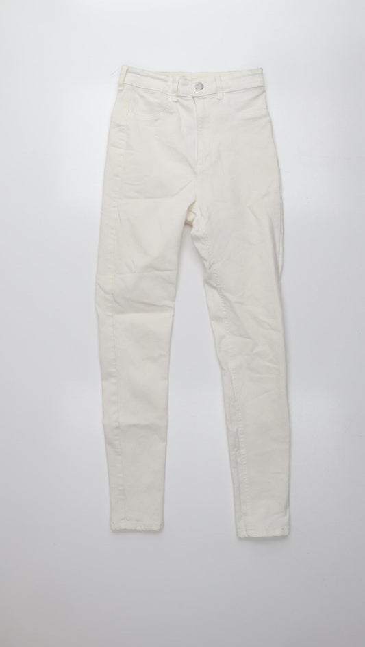 Pull & Bear Women's Ivory High Rise Skinny Jeans Size 8
