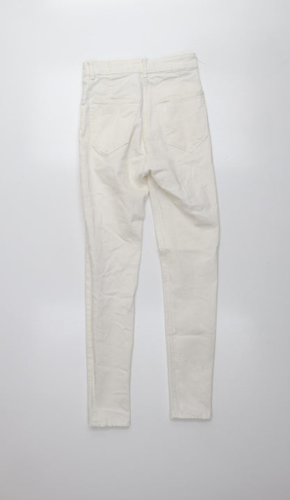 Pull & Bear Women's Ivory High Rise Skinny Jeans Size 8