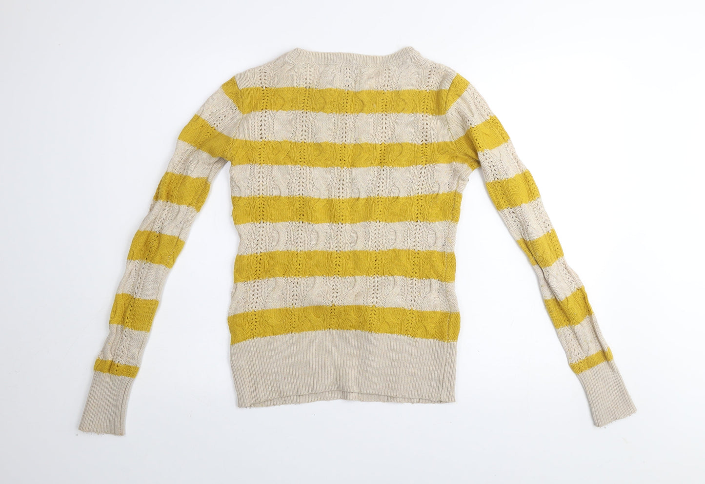 Womens UK Size 10 Aphorism Yellow Pullover Jumper