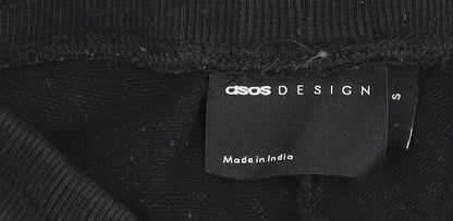 ASOS DESIGN Boys Black Jogger Trousers Small Fleece Tapered Fit Sweatpants