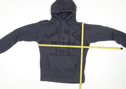 Diesel Men's Blue Hoodie Jumper L Graphic Print Cotton Casual