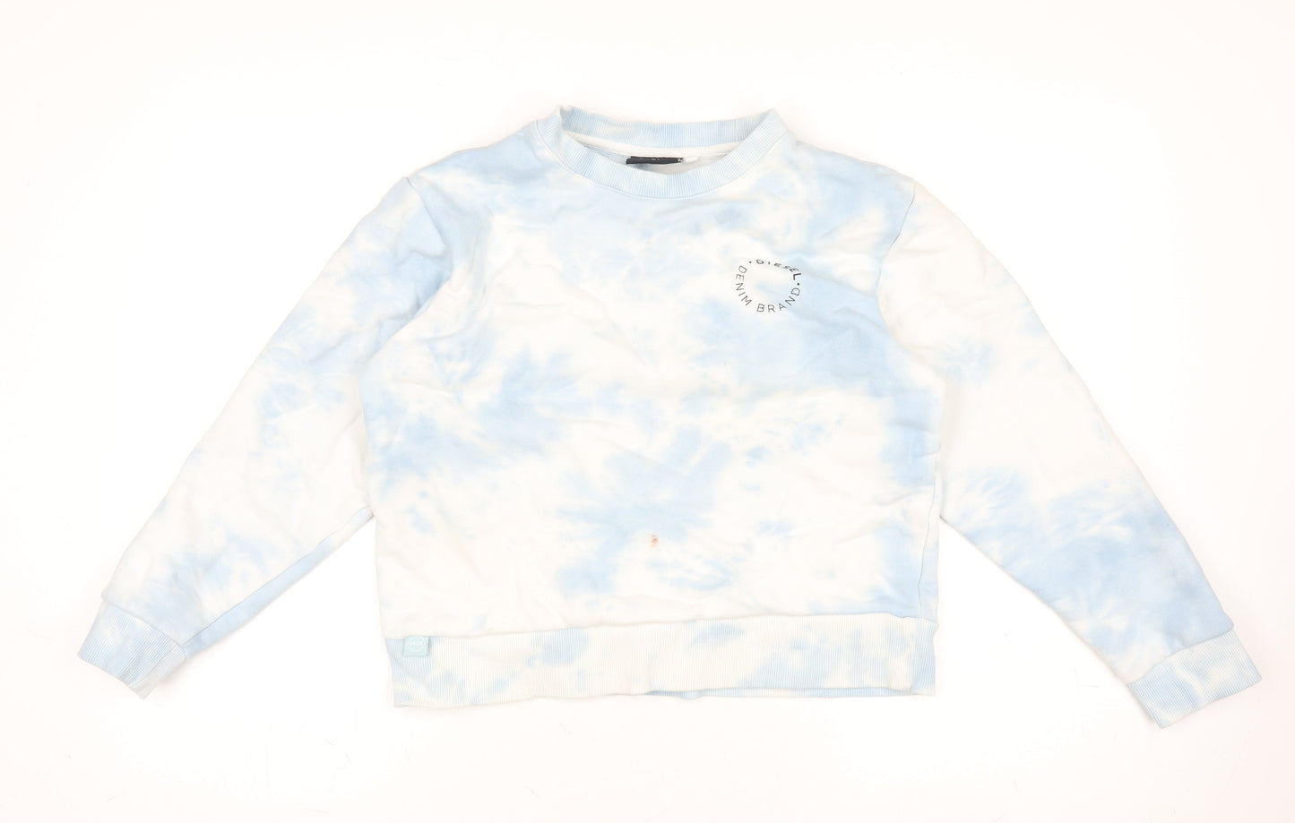 Diesel Women Blue Tie Dye Pullover Sweatshirt Medium Cotton Blend