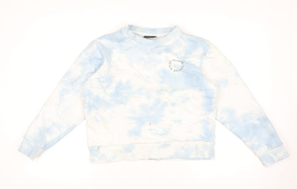 Diesel Women Blue Tie Dye Pullover Sweatshirt Medium Cotton Blend