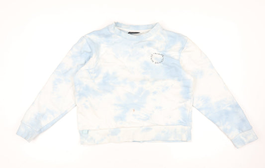 Diesel Women Blue Tie Dye Pullover Sweatshirt Medium Cotton Blend