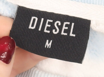 Diesel Women Blue Tie Dye Pullover Sweatshirt Medium Cotton Blend