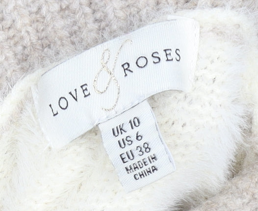 Womens UK Size 10 Love & Roses Beige Pullover Jumper