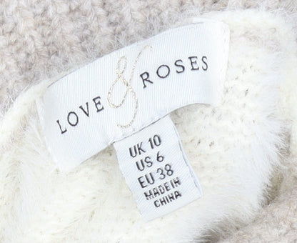Womens UK Size 10 Love & Roses Beige Pullover Jumper