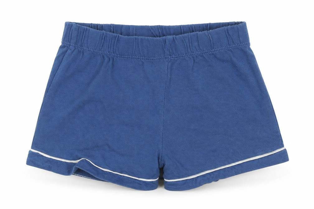 Front view of Chelsea FC unisex baby blue cotton shorts 9-12 months elastic waist