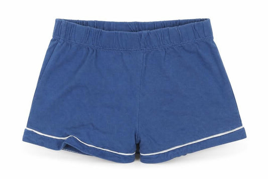 Front view of Chelsea FC unisex baby blue cotton shorts 9-12 months elastic waist